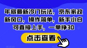 年底最新冷门玩法，京东家政新风口，操作简单，新手小白可直接上手，一单挣30【揭秘】-91创业项目库
