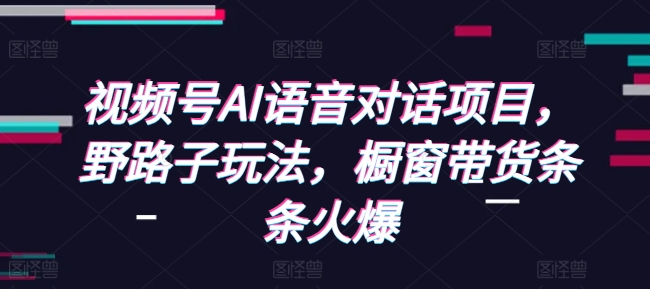 视频号AI语音对话项目，野路子玩法，橱窗带货条条火爆-91创业项目库