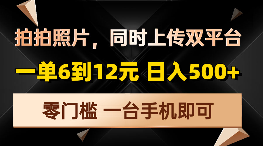 拍拍照片，同时上传双平台，一单6到12元，轻轻松松日入500+，零门槛，…-91创业项目库