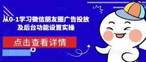 从0-1学习微信朋友圈广告投放及后台功能设置实操-91创业项目库