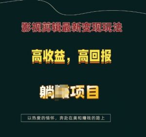 影视剪辑最新变现玩法，高收益，高回报，躺Z项目【揭秘】-91创业项目库