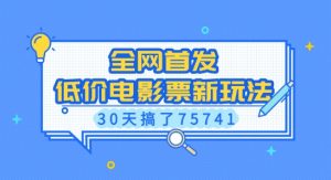 全网首发，低价电影票新玩法，已有人30天搞了75741【揭秘】-91创业项目库