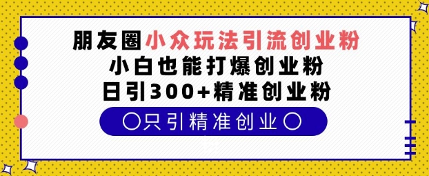 朋友圈小众玩法引流创业粉，小白也能打爆创业粉，日引300+精准创业粉【揭秘】-91创业项目库
