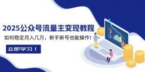 2025众公号流量主变现教程：如何稳定月入几万，新手新号也能操作-91创业项目库