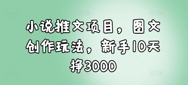 小说推文项目，图文创作玩法，新手10天挣3000-91创业项目库