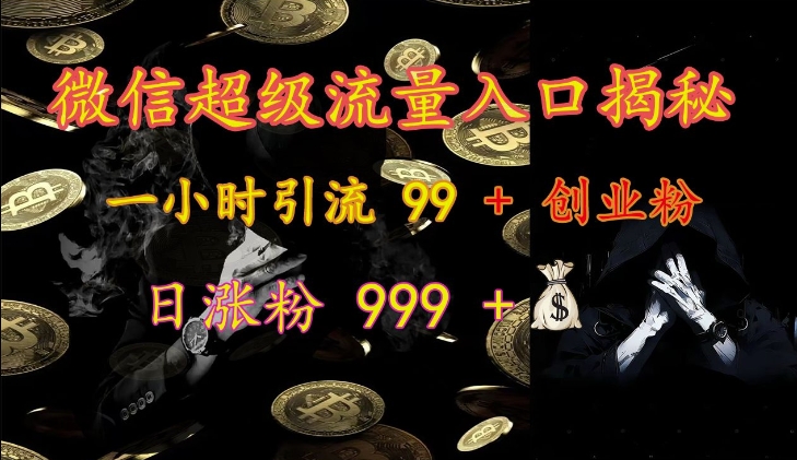 微信超级流量入口揭秘：一小时引流 99 + 创业粉，日涨粉 999 +-91创业项目库