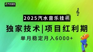 2025汽水音乐挂JI项目，独家最新技术，项目红利期稳定月入6000+-91创业项目库