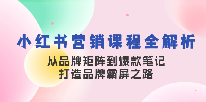 小红书营销课程全解析，从品牌矩阵到爆款笔记，打造品牌霸屏之路-91创业项目库