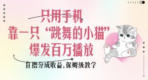 只用手机靠一只“跳舞的小猫”爆发百万播放，狂撸分成收益，保姆级教学-91创业项目库