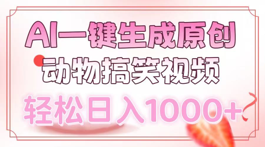 AI一键生成原创动物搞笑视频，轻松日入1000+-91创业项目库