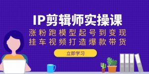 IP剪辑师实操课:涨粉跑模型起号到变现,挂车视频打造爆款带货-91创业项目库