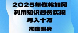 2025年，你将如何利用知识付费实现月入十万，甚至年入百万？-91创业项目库