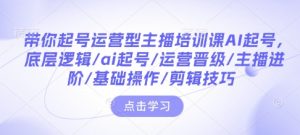 带你起号运营型主播培训课AI起号，底层逻辑/ai起号/运营晋级/主播进阶/基础操作/剪辑技巧-91创业项目库