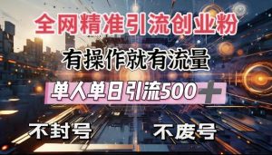 全网独家引流创业粉，有操作就有流量，单人单日引流500+，不封号、不费号-91创业项目库