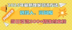 2025年最新独家引流方法，低投入高回报？当日引流300+精准创业粉-91创业项目库