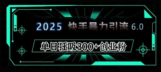 2025年快手6.0保姆级教程震撼来袭，单日狂吸300+精准创业粉-91创业项目库