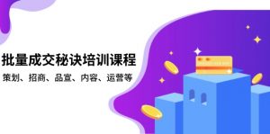 批量成交秘诀培训课程，策划、招商、品宣、内容、运营等-91创业项目库