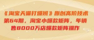 《淘宝天猫打爆班》原创高阶技术第64期，淘宝小爆款矩阵，年销售8000万店爆款矩阵操作-91创业项目库