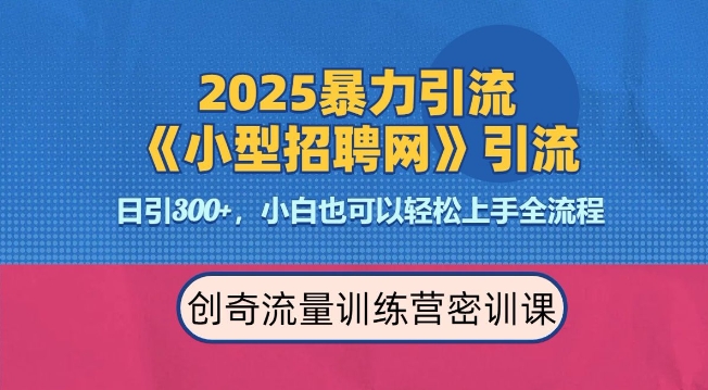 2025最新暴力引流方法，招聘平台一天引流300+，日变现多张，专业人士力荐-91创业项目库