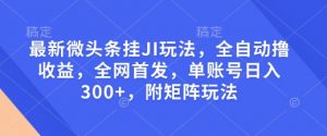最新微头条挂JI玩法，全自动撸收益，全网首发，单账号日入300+，附矩阵玩法【揭秘】-91创业项目库