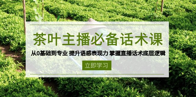 茶叶 主播必备话术课 从0基础到专业 提升语感表现力 掌握直播话术底层逻辑-91创业项目库