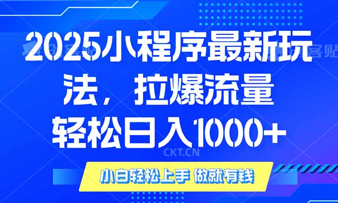 2025年小程序最新玩法，流量直接拉爆，单日稳定变现1000+-91创业项目库