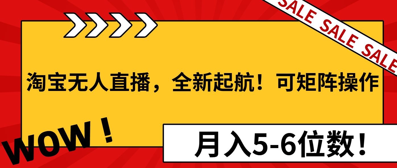 淘宝无人直播，全新起航！可矩阵操作，月入5-6位数！-91创业项目库