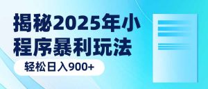 揭秘2025年小程序暴利玩法:轻松日入900+-91创业项目库
