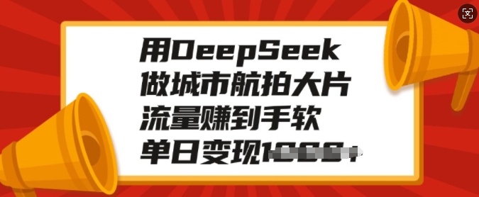 用DeepSeek做城市航拍大片，流量赚到手软，单日变现多张-91创业项目库