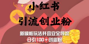 小红书引流创业粉，新模板玩法并且安全导流，日引100+创业粉-91创业项目库