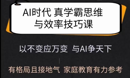 Ai时代真学霸思维与学习方法课，有格局且接地气，家庭教育有力参考-91创业项目库