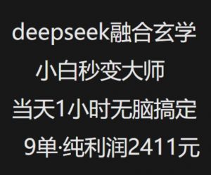 抖音小红书deepseek融合玄学，纯小白秒变大师，当天1小时无脑搞定9单，纯利润上千-91创业项目库