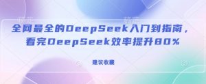 全网最全的DeepSeek入门到指南,看完DeepSeek效率提升80%(建议收藏)-91创业项目库
