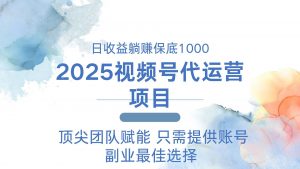 2025视频号代运营 日躺赚1000＋ 只需提供账号-91创业项目库