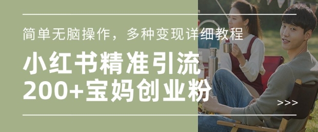 小红书混剪日引200+宝妈创业粉，简单无脑操作，多种变现详细教程-91创业项目库