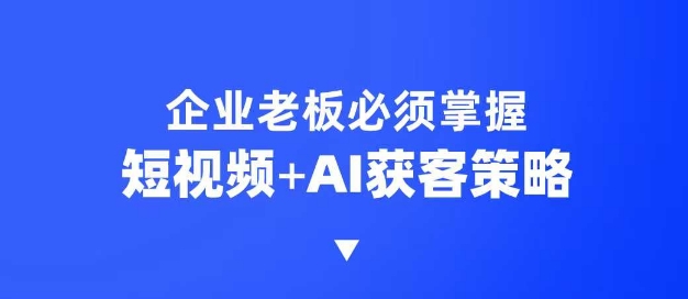 企业短视频AI获客霸屏流量课，6步短视频+AI突围法，3大霸屏抢客策略-91创业项目库