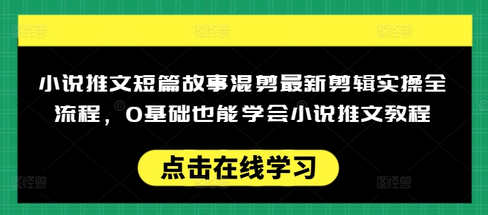 小说推文短篇故事混剪最新剪辑实操全流程，0基础也能学会小说推文教程，肯干多发日入多张-91创业项目库