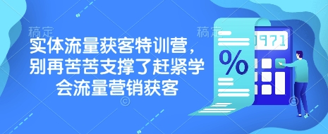 实体流量获客特训营，​别再苦苦支撑了赶紧学会流量营销获客-91创业项目库