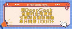 用DeepSeek做哪吒走秀视频，引爆流量涨粉利器，单日变现1k-91创业项目库