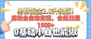 男粉项目2.0升级版！后端全自动变现，合规日赚1500+，7天干粉矩阵起号...-91创业项目库