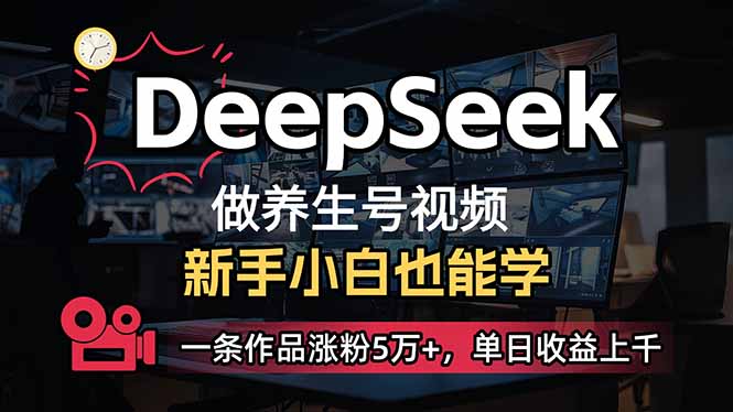 小白用DeepSeek做养生号，一条作品涨粉5万+，单日收益上千-91创业项目库