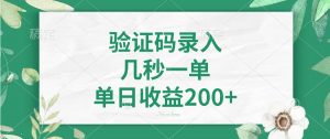 验证码录入，几秒一单，单日收益200+-91创业项目库