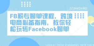 FB粉专聊单课程，跨境电商必备指南，教你轻松玩转Facebook聊单-91创业项目库