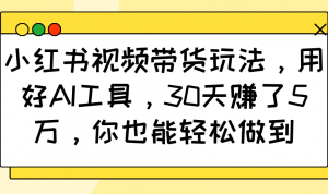 小红书视频带货玩法，用好AI工具，30天赚了5万，你也能轻松做到-91创业项目库