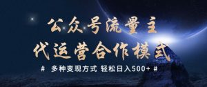 公众号流量主代运营  多种变现方式 轻松日入5张【揭秘】-91创业项目库