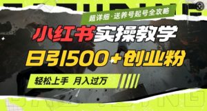 2月小红书最新日引500+创业粉实操教学【超详细】小白轻松上手，月入1W+，附小红书养号起号SOP-91创业项目库