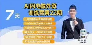 AI闪电做外贸训练营第22期：Al快速选品+小白1小时完成独立站搭建+10分钟获取200个客户等-91创业项目库