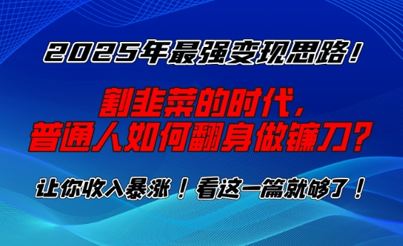 2025年最强变现思路，割韭菜的时代， 普通人如何翻身做镰刀？【揭秘】-91创业项目库