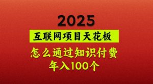 2025项目天花板，普通怎么通过知识付费翻身，年入百个【揭秘】-91创业项目库