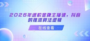 2025年进阶金牌主播课，抖音的推流算法逻辑-91创业项目库